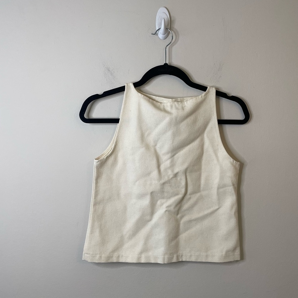 NWT Priory Cream 100% Cotton Textured Shell Sleeveless Top Minimalist Neutral